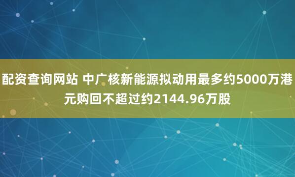 配资查询网站 中广核新能源拟动用最多约5000万港元购回不超过约2144.96万股